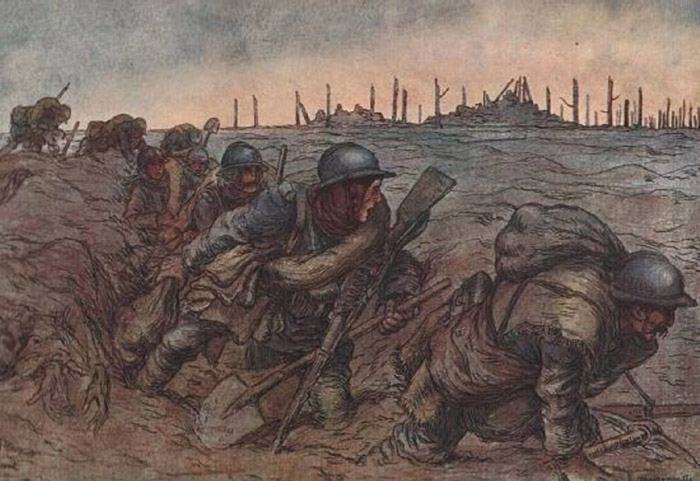 Relief in the early morning in front of la Maisonette, November 1916 by Jean Droit