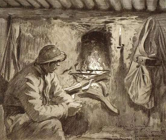 An Evening in the Shack, 3 January 1916 by Georges Barrière