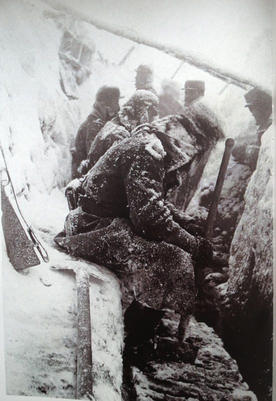 A trench in the mountainous Vosges region. Photo taken by Frantz Adam, 1915.
