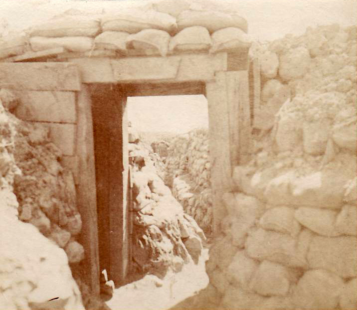 A small shelter in a snowy trench at Eparges.