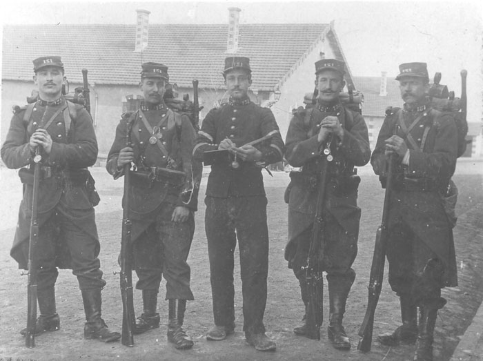 This image is from a post-card dated 1908 and post-marked at Verdun. The uniform changed very little from how it would appear in 1914, giving a good idea of what the men of the regiment looked like when they marched off to war.