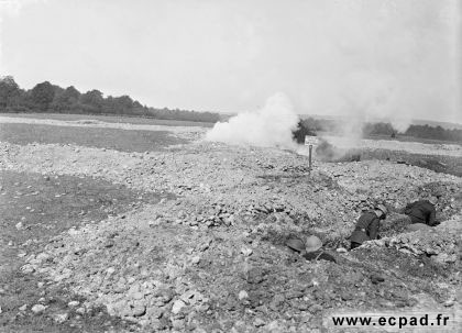 The 12th BCA leading a grenade progression exercise in trenches, Camp Gondrecourt, August 1917.