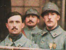 These men pose with their regimental flag in a rare color photo.