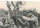 Hotchkiss machine-gun set up to fire against aircraft.