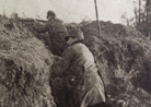 This photo gives a good idea of the early rudimentary trenches, which first appeared in the fall of 1914. 