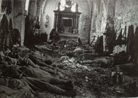 Soldiers sleeping in the ruined Saint-Martin church at Branges (Aisne). Photo taken by Frantz Adam, August 1918.