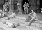 Soldiers on furlough in Paris, waiting for their transport train at the Gare de l'Est.