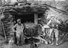 An entrenched rolling kitchen and its cooking crew.