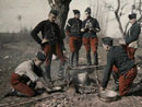 Pre-war photo of calvary troopers preparing a meal.