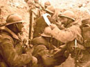 French troops in a trench during the Champagne offensive, 1915.