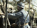 A Colonial soldier stands as lookout, Woods of Hirtzbach (Haut-Rhin), June 16, 1917.