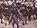 French troops march through an Italian villa as part of the French expeditionary force.