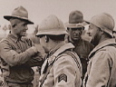 A group of chasseurs at an American camp to instruct the young soldiers in the ways of trench warfare, circa 1918.