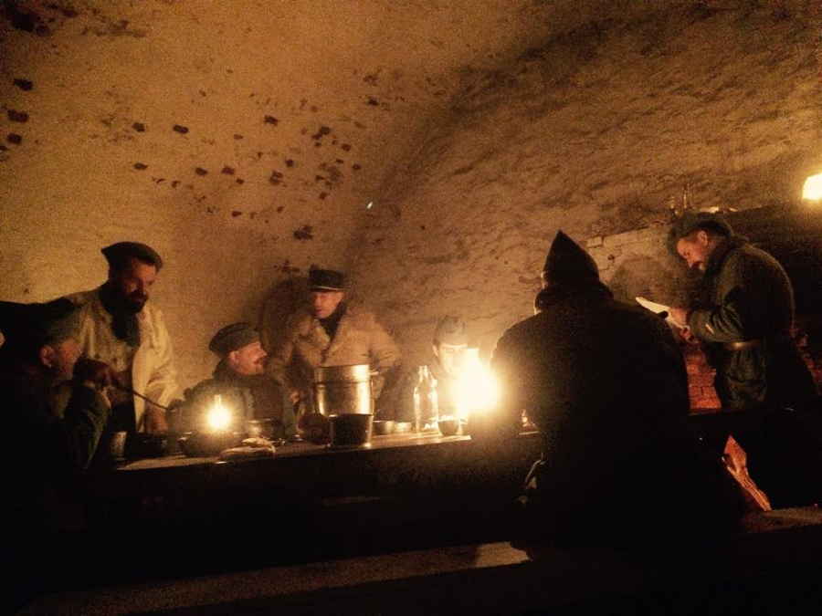 Singing and eating at Fort Mifflin, 2014.