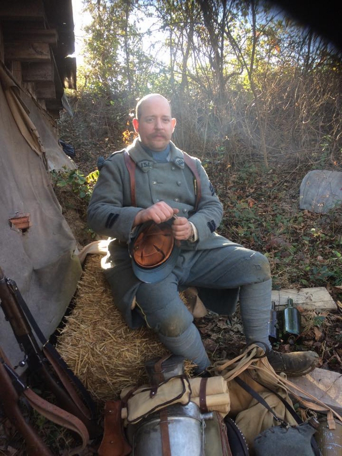 Cpl. Picard sits among his gear, April 2014.