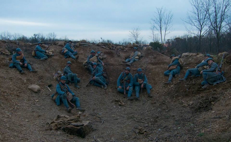 The 151e deployed in the large mine crater at dusk, awaiting attack orders, November 2014.