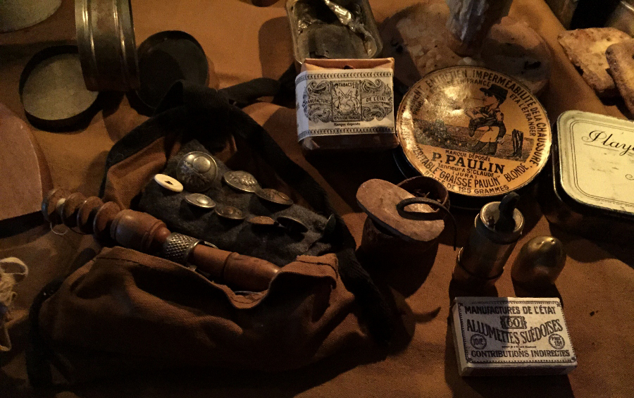 A display of original personal items of the soldier, Fort Mifflin 2015.