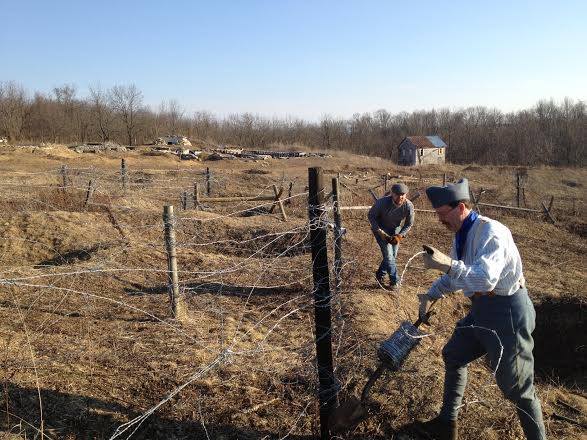 151e members work on the weekend outside of reenactments to maintain their positions. Work weekend, October 2014.