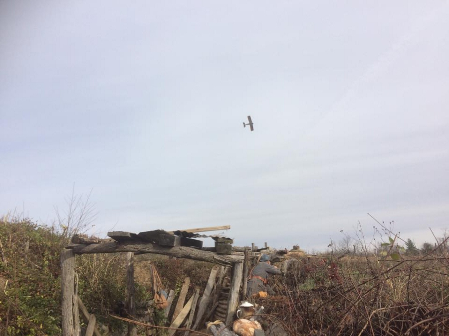 A plane banks over the battlefield, November 2014