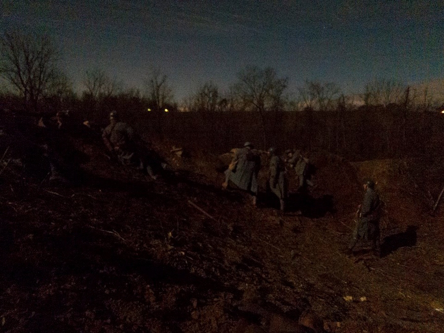 A patrol party prepares to exit the French lines, November 2014