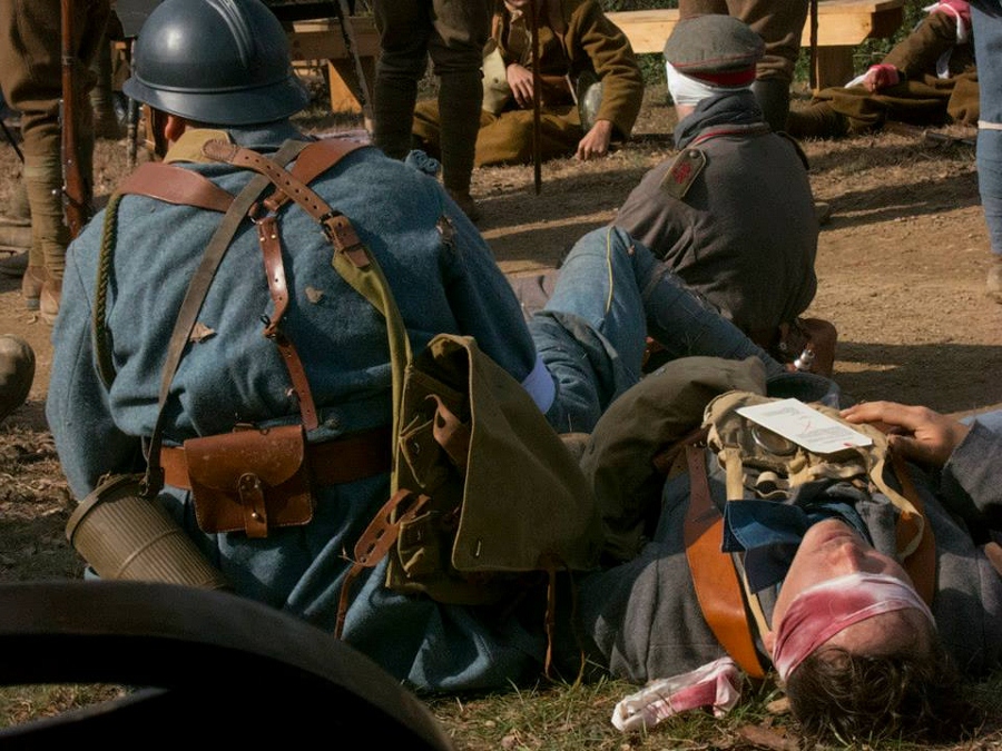 Wounded waiting to receive care at the casualty clearing station, November 2014