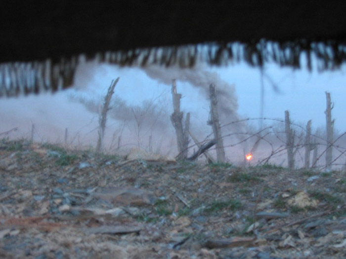 No-man's-land at dusk through a loop-hole, April 2004.