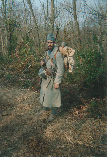 Jean Contamine, in the rear waiting to march into the line, April 2004.