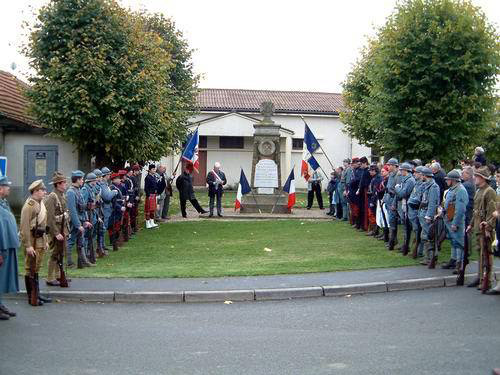 The Poilus de la Marne, Remeberance Day ceremony at the Memorial to the Dead, in Villeroy, France (Marne), November 11, 2004. 
