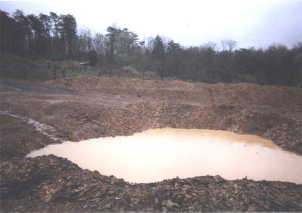 A water-filled shell-hole on the battlefield, April 2006.