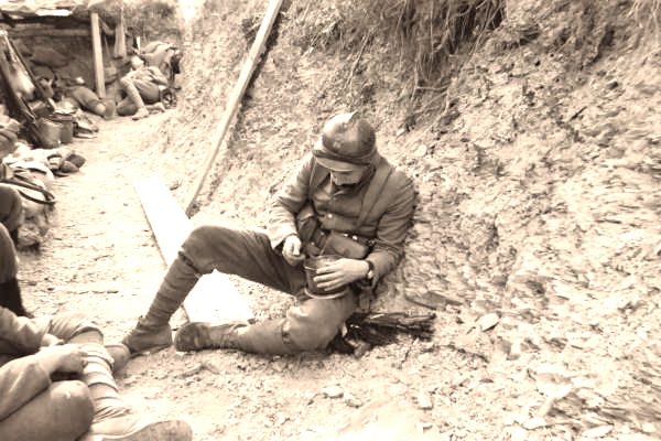 Sgt. Contamine sits down to enjoy 'la soupe', April 2008.