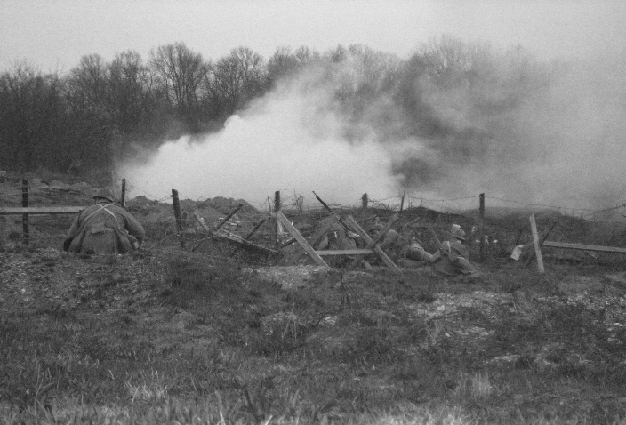 The 151st cuts through barbed-wire obstacles to clear the way for the main assault force following behind, April 2008.