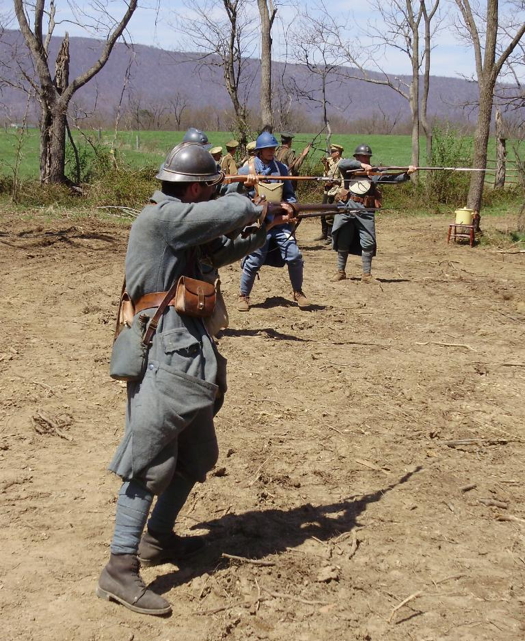 French composite company conducting bayonet drill, 