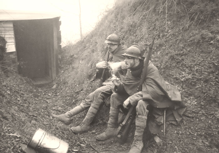 Two poilus of the 18th R.I. have a sit in a conquered German trench, April 2011.