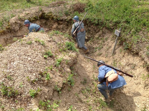 Training instructors clearing a trench with grenades, April 2012.