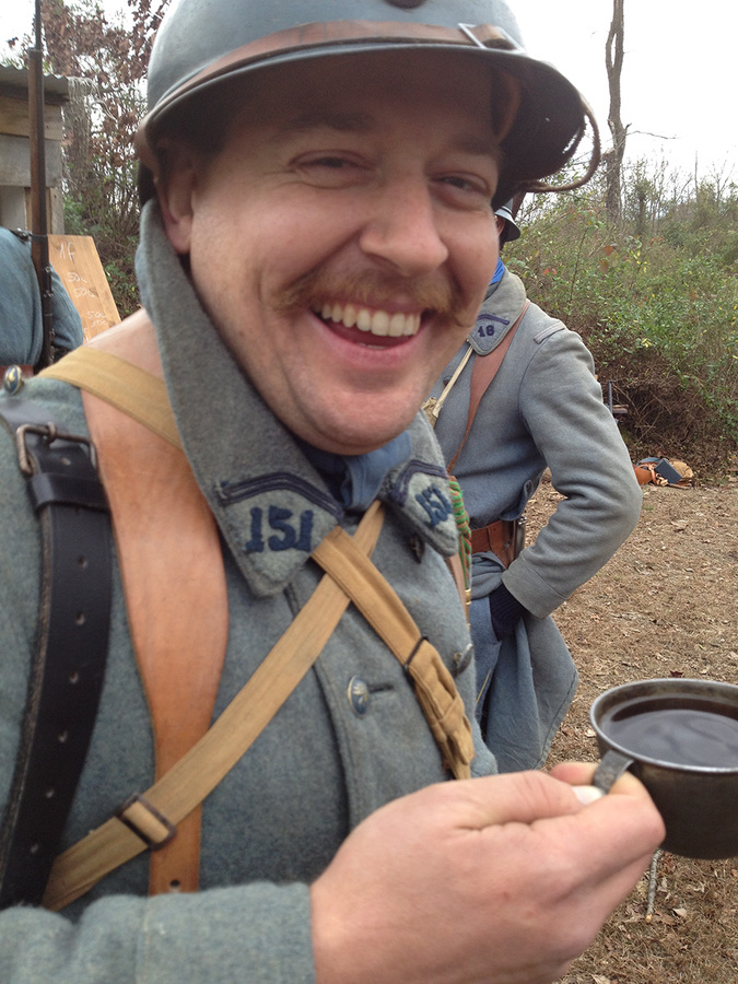 Cpl. Picard happily sips on some hot tea. Nov. 2012.