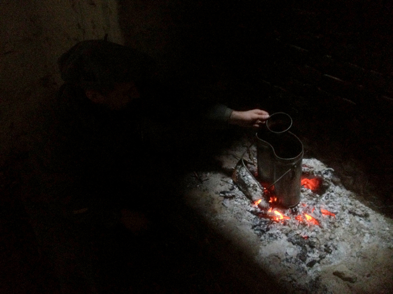 Warm pinard: the best protection against a cold morning. Fort Mifflin 2013.