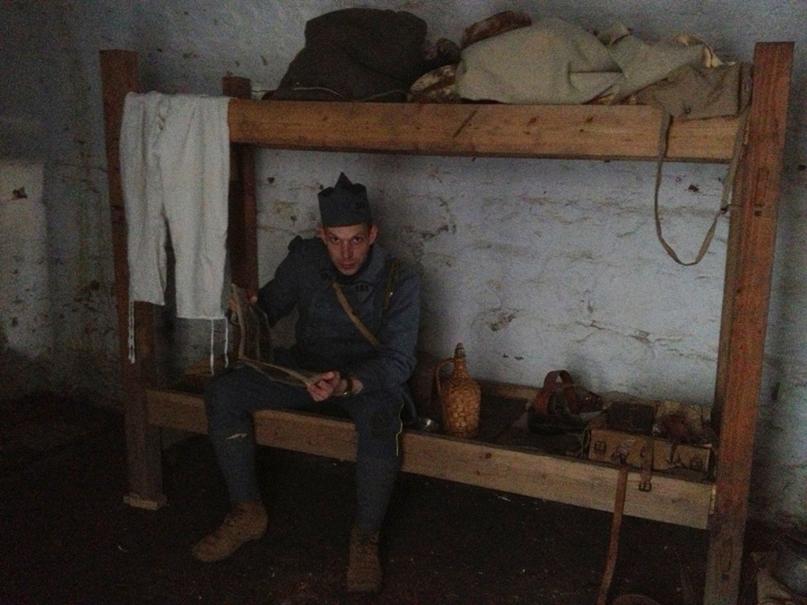 Sdt. Nicolas reading through a copy of Illustration. Fort Mifflin, March 2013.