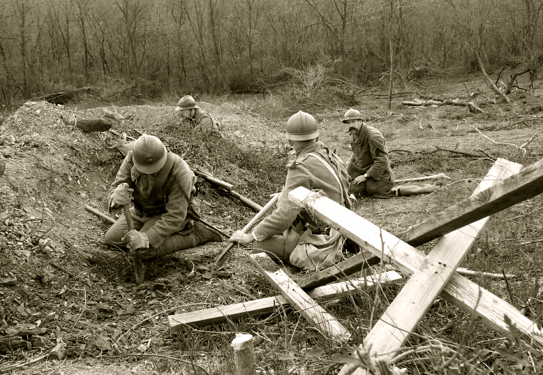 Digging a sap to the new mine crate. Newville, April 2013.