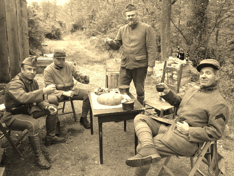 A much-deserved meal! Supper is served at the end of the French company work weekend. Newville, September 2013.