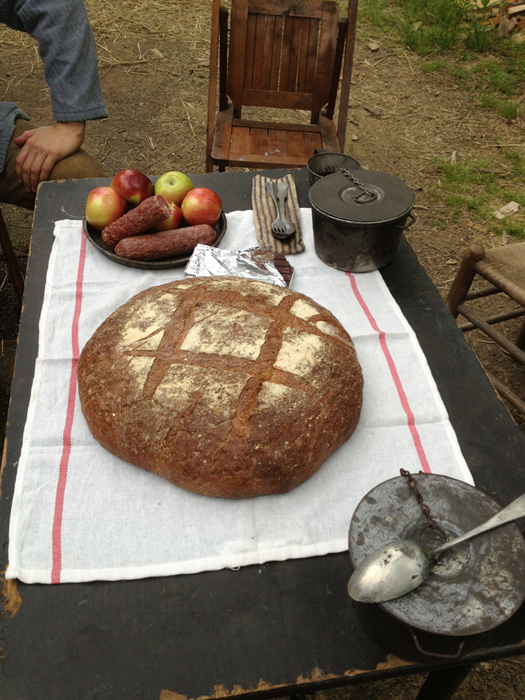 Supper is served at the end of the French company work weekend. Newville, September 2013.