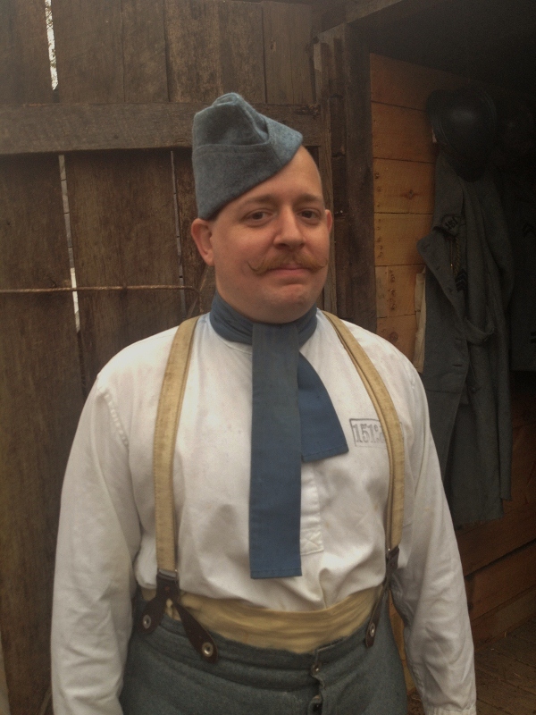 Cpl. Picard brandishes his new handlebar. Newville, November 2013.