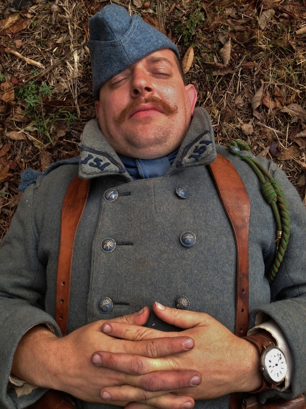 Cpl. Picard takes a quick nap.  Newville, November 2013.