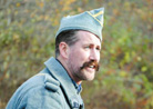 Speaking to the public about the life of the French soldier of 14-18. Old Bethpage Restoration Village, NY, November 2013.