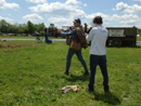 Leading members of the public in a hand grenade training session, AHEC 2014. 