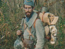 Jean Contamine, in the rear waiting to march into the line, April 2004.