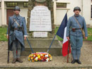 Jean Contamine stands with Arnaud Convard of the Poilu de la Marne, Remeberance Day ceremony at the Memorial to the Dead, in Villeroy, France (Marne), November 11, 2004. 
