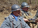 French composite company conducting bayonet drill, returning to the 