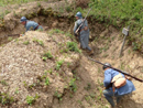 Training instructors clearing a trench with grenades, April 2012.