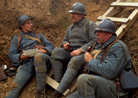 Sdt. Nicolas, Cpl. Picard and Sdt. Croissant reading letters from home. Newville, November 2013.