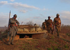 Members of the 372nd US IR move up to formation. Newville, November 2013.